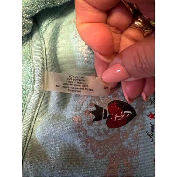 Twisted Heart Terry Cloth  Blue Fitted Hoodie - Picture 3 of 11